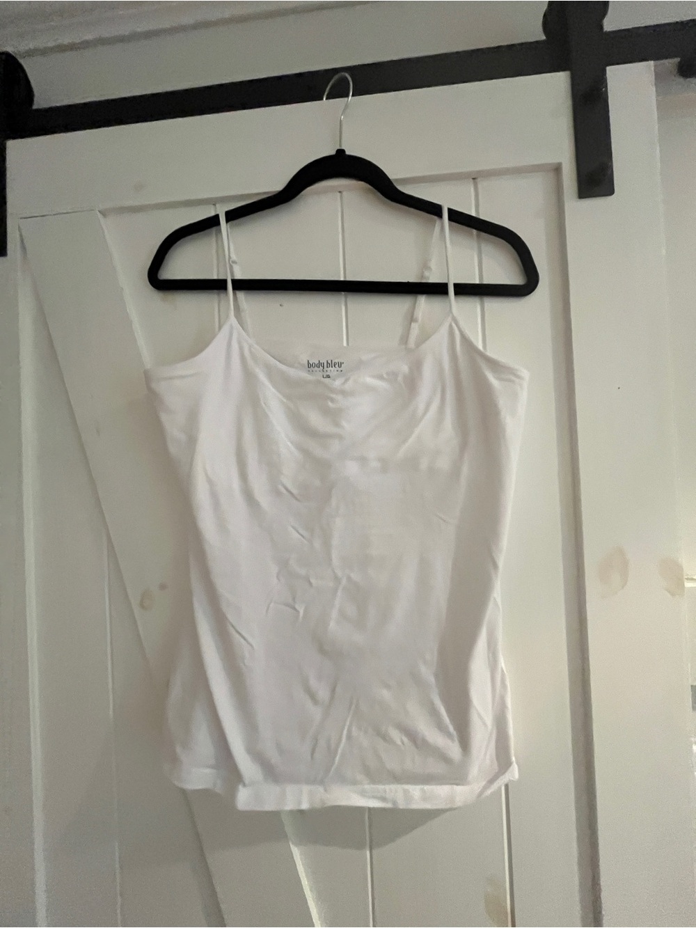 White Cotton Spaghetti Strap Tank Top with shelf bra NWOT size Large